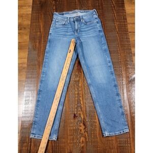 American Eagle Jeans Women's Size 0 Short Blue 90s Straight Medium Wash Stretch